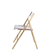 LeisureMod Menno Stainless Steel & Acrylic Folding Dining Chair in Gold/Clear
