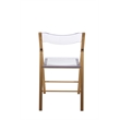 LeisureMod Menno Stainless Steel & Acrylic Folding Dining Chair in Gold/Clear