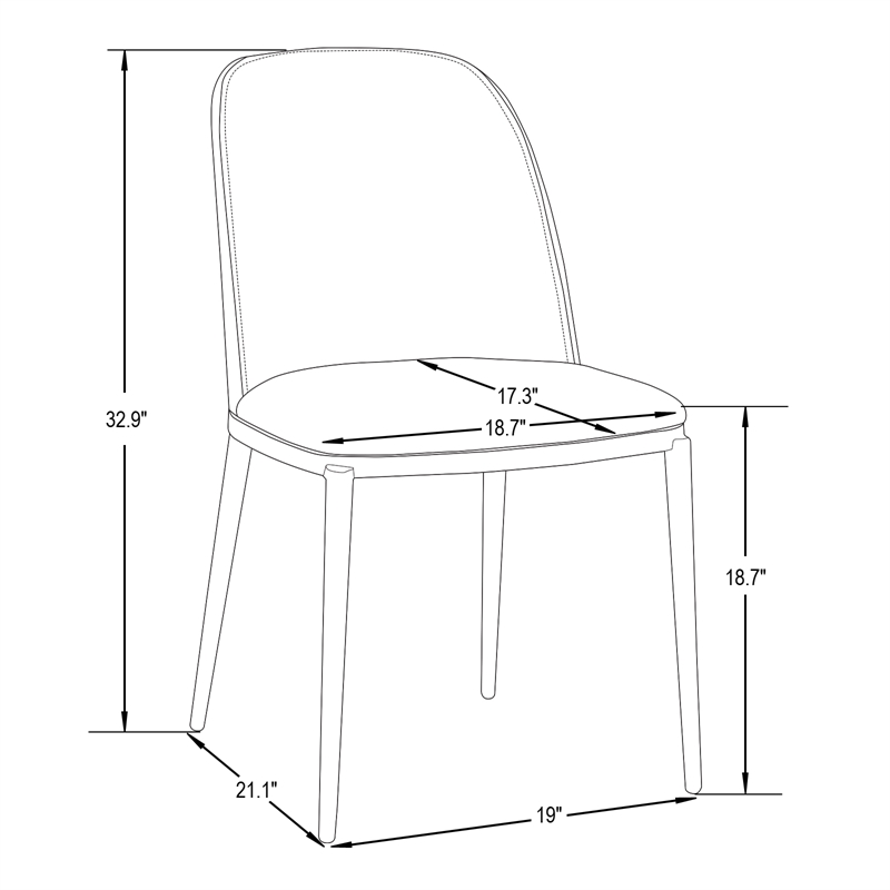 LeisureMod Tule Dining Chair with Leather Seat Set of 4 Black/White