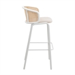 LeisureMod Ervilla Bar Stool with White Powder Coated Metal Frame Set of 2 Beige