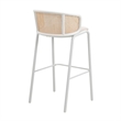 LeisureMod Ervilla Bar Stool with White Powder Coated Metal Frame Set of 2 Beige