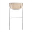 LeisureMod Ervilla Bar Stool with White Powder Coated Metal Frame Set of 2 Beige