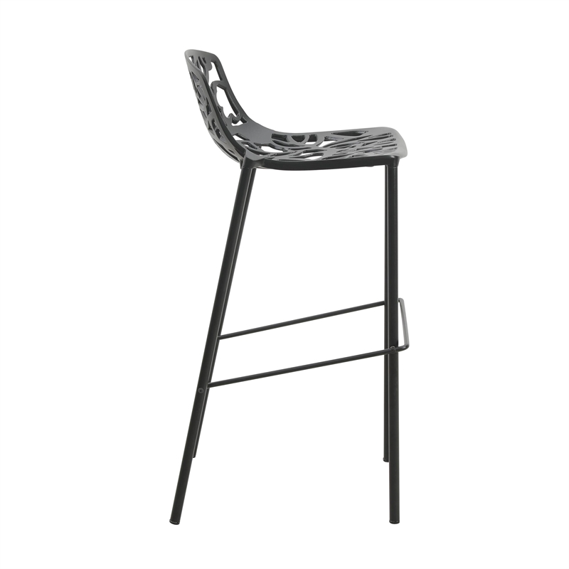 LeisureMod Devon Modern Bar Stool with Powder Coated Aluminum Frame Black