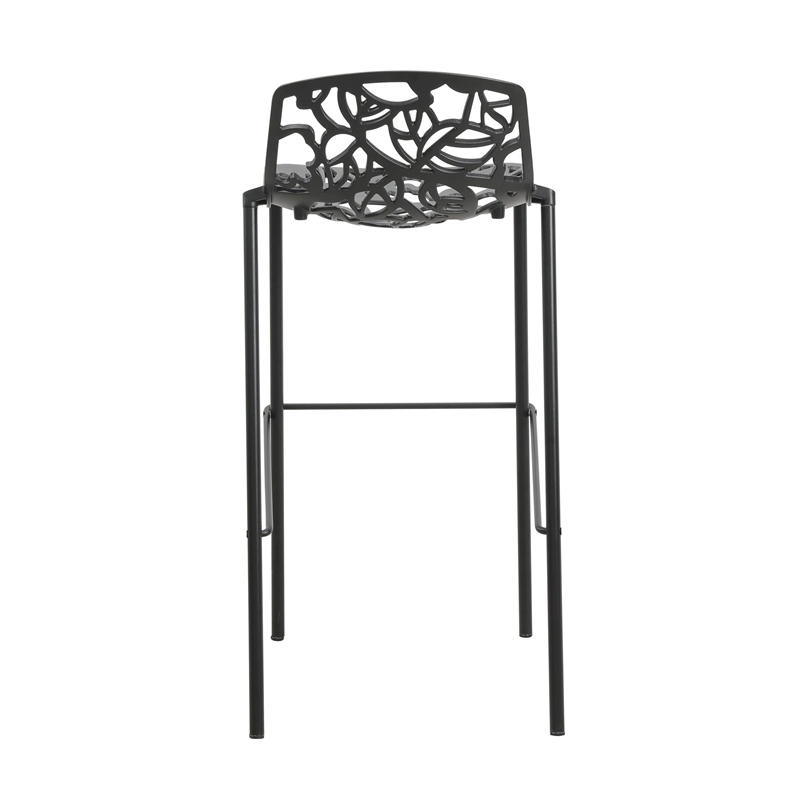 LeisureMod Devon Modern Bar Stool with Powder Coated Aluminum Frame Black