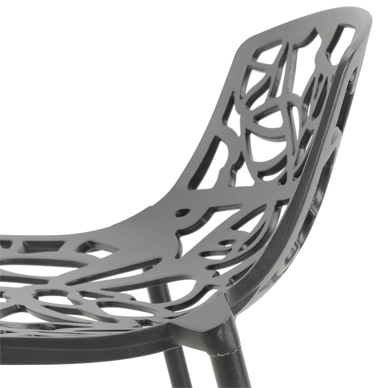 LeisureMod Devon Modern Bar Stool with Powder Coated Aluminum Frame Black