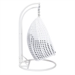 LeisureMod Outdoor White Wicker Hanging Double Egg Swing Chair in Dark Gray