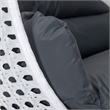 LeisureMod Outdoor White Wicker Hanging Double Egg Swing Chair in Dark Gray