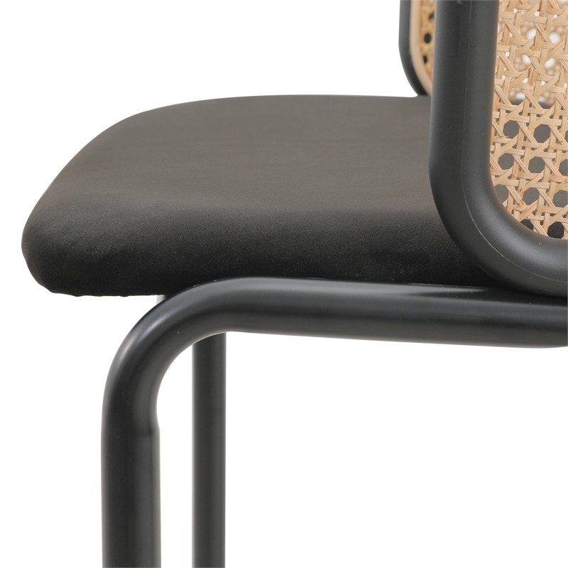 LeisureMod Ervilla Bar Stool with Black Powder Coated Metal Frame Black