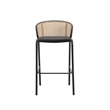 LeisureMod Ervilla Bar Stool with Black Powder Coated Metal Frame Set of 2 Black