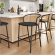 LeisureMod Ervilla Bar Stool with Black Powder Coated Metal Frame Set of 2 Black
