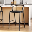 LeisureMod Ervilla Bar Stool with Black Powder Coated Metal Frame Set of 2 Black