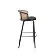 LeisureMod Ervilla Bar Stool with Black Powder Coated Metal Frame Set of 2 Black