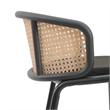 LeisureMod Ervilla Bar Stool with Black Powder Coated Metal Frame Set of 2 Black