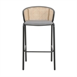 LeisureMod Ervilla Bar Stool with Black Powder Coated Metal Frame Set of 2 Gray