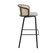 LeisureMod Ervilla Bar Stool with Black Powder Coated Metal Frame Set of 2 Gray
