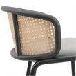 LeisureMod Ervilla Bar Stool with Black Powder Coated Metal Frame Set of 2 Gray
