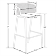 LeisureMod Ervilla Bar Stool with Black Powder Coated Metal Frame Set of 2 Gray