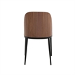 LeisureMod Tule 7-Piece Dining Set in Steel with 6 Chairs Walnut/Light Brown