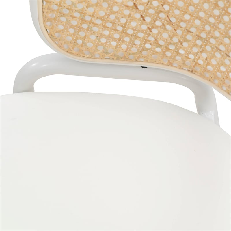LeisureMod Ervilla Dining Chair in White Steel with Velvet Seat Set of 2 White
