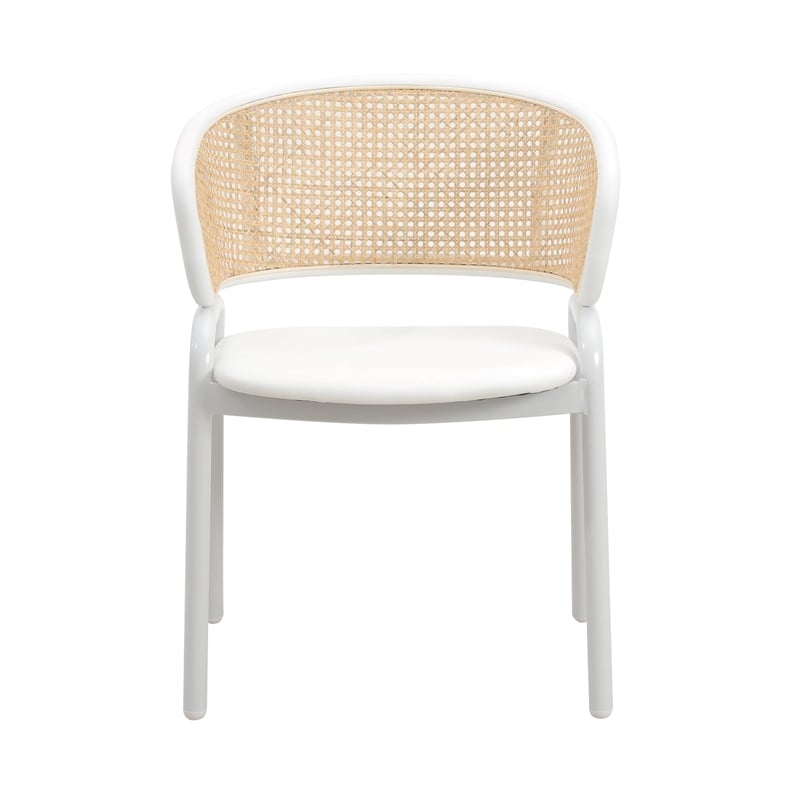 LeisureMod Ervilla Dining Chair in White Steel with Velvet Seat Set of 4 White