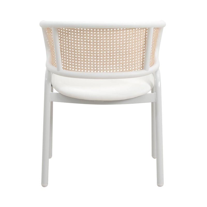 LeisureMod Ervilla Dining Chair in White Steel with Velvet Seat Set of 4 White
