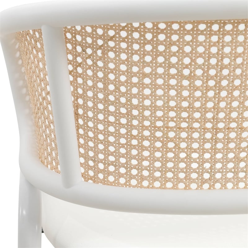 LeisureMod Ervilla Dining Chair in White Steel with Velvet Seat Set of 4 White