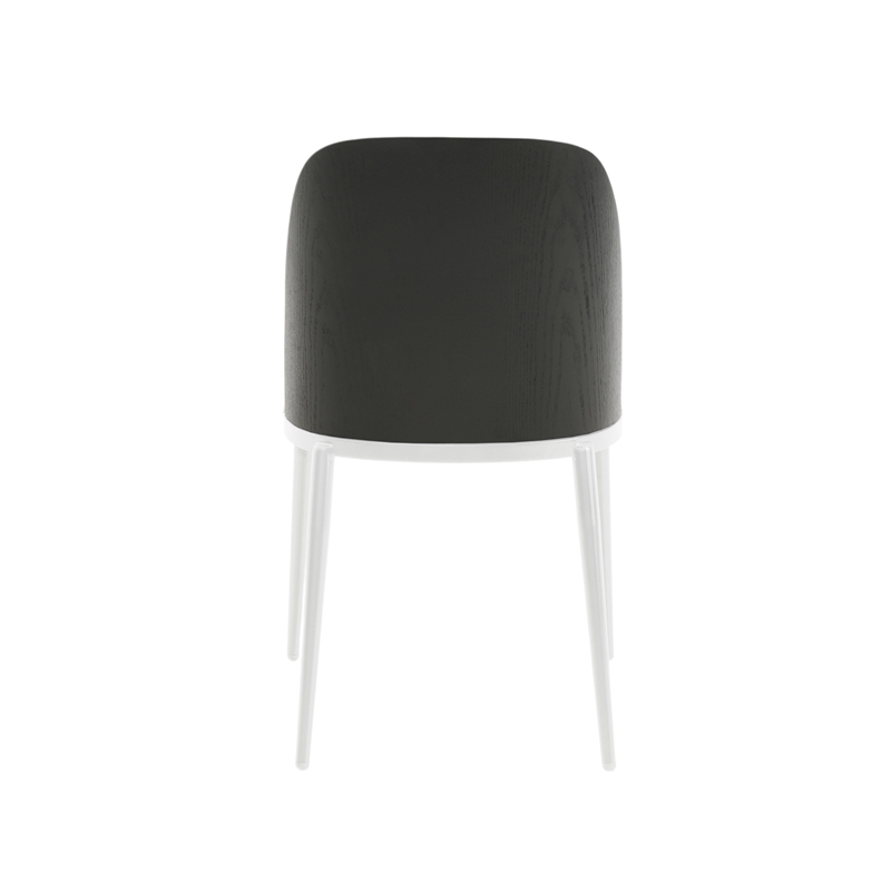 LeisureMod Tule Modern Dining Chair with Leather Seat Black/White