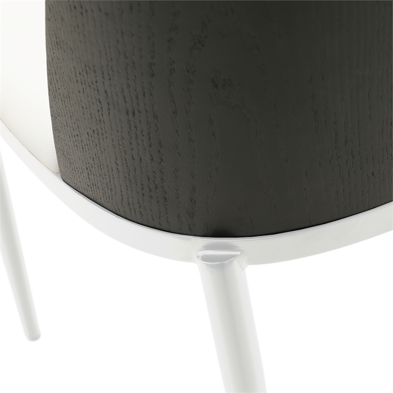 LeisureMod Tule Modern Dining Chair with Leather Seat Black/White