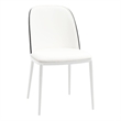 LeisureMod Tule Modern Dining Chair with Leather Seat Black/White