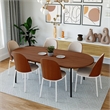 LeisureMod Tule Modern Dining Chair with Velvet Seat Walnut/Beige