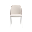 LeisureMod Tule Modern Dining Chair with Velvet Seat Walnut/Beige