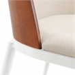 LeisureMod Tule Modern Dining Chair with Velvet Seat Walnut/Beige