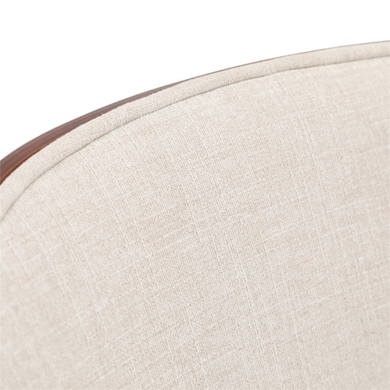 LeisureMod Tule Modern Dining Chair with Velvet Seat Walnut/Beige