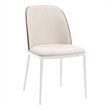 LeisureMod Tule Modern Dining Chair with Velvet Seat Walnut/Beige