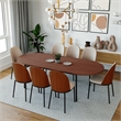 LeisureMod Tule 9-Piece Mid-Century Velvet Dining Set in Walnut/Beige