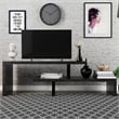 LeisureMod Orford TV Stand with Wood Shelves and Iron Legs Phantom Gray