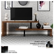 LeisureMod Orford TV Stand with Wood Shelves and Iron Legs Walnut