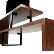 LeisureMod Orford TV Stand with Wood Shelves and Iron Legs Walnut