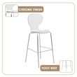 LeisureMod Oyster Plastic Barstool with Steel Frame in Chrome Finish Clear