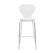 LeisureMod Oyster Plastic Barstool with Steel Frame in Chrome Finish Clear