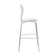 LeisureMod Oyster Plastic Barstool with Steel Frame in Chrome Finish Clear