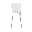 LeisureMod Oyster Plastic Barstool with Steel Frame in Chrome Finish Clear