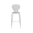 LeisureMod Oyster Plastic Barstool with Steel Frame in Chrome Finish Smoke