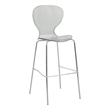 LeisureMod Oyster Plastic Barstool with Steel Frame in Chrome Finish Smoke