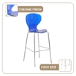 LeisureMod Oyster Plastic Barstool with Steel Frame in Chrome Finish Blue