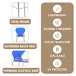 LeisureMod Oyster Plastic Barstool with Steel Frame in Chrome Finish Blue