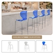 LeisureMod Oyster Plastic Barstool with Steel Frame in Chrome Finish Blue