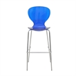 LeisureMod Oyster Plastic Barstool with Steel Frame in Chrome Finish Blue