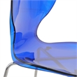 LeisureMod Oyster Plastic Barstool with Steel Frame in Chrome Finish Blue
