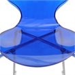 LeisureMod Oyster Plastic Barstool with Steel Frame in Chrome Finish Blue